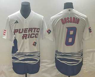Men%27s Puerto Rico Baseball #8 Eddie Rosario 2023 White World Classic Stitched Jerseys->2023 world baseball classic->MLB Jersey